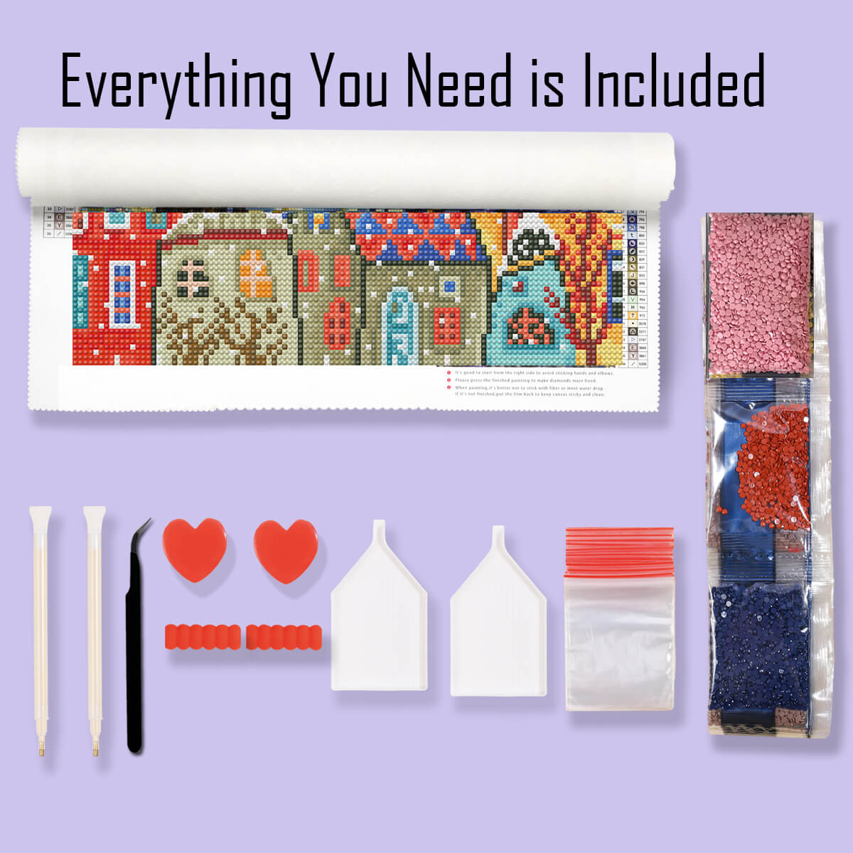Complete diamond painting kit – Colorful Town with tools by DYC
