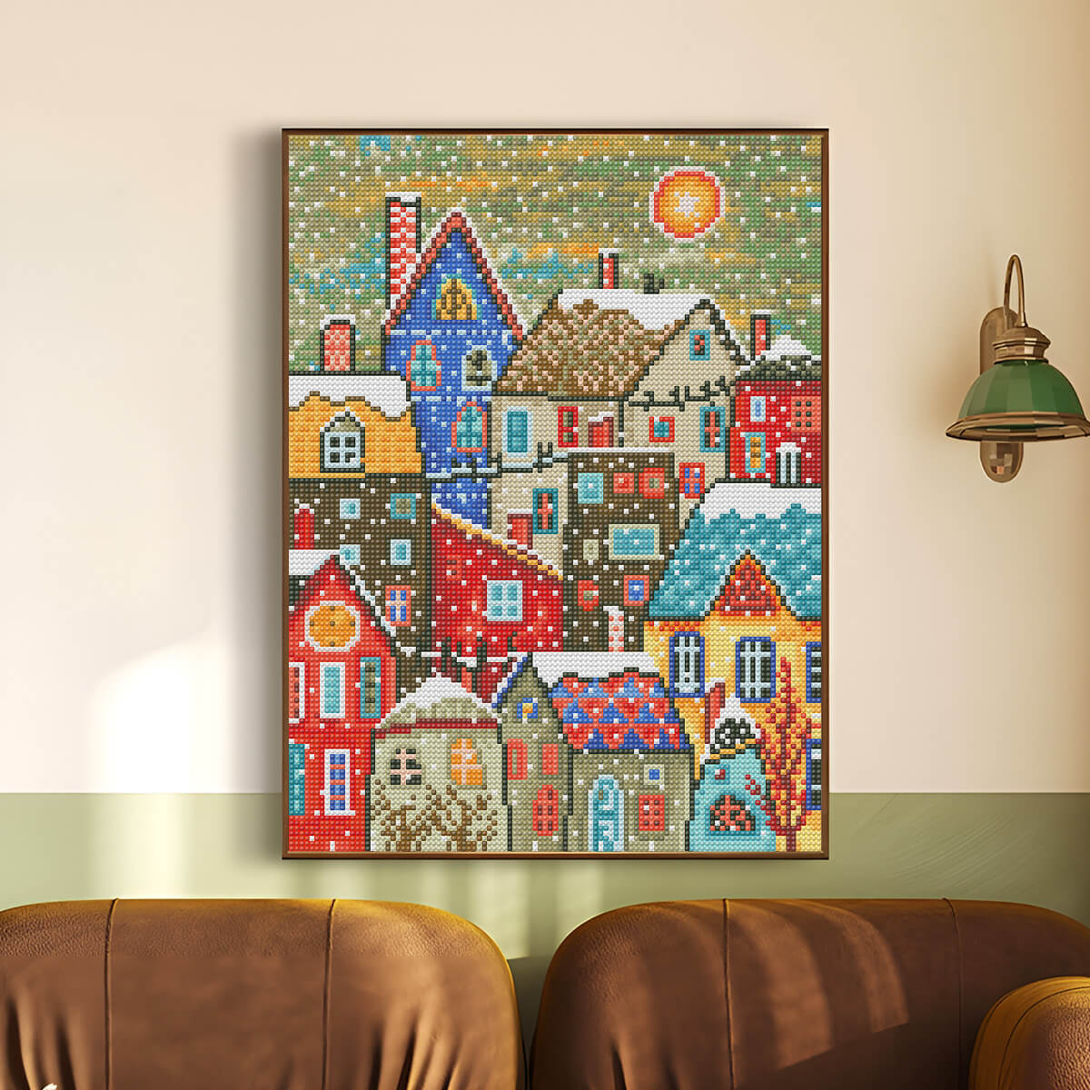 Finished Colorful Town diamond painting kit result – DYC