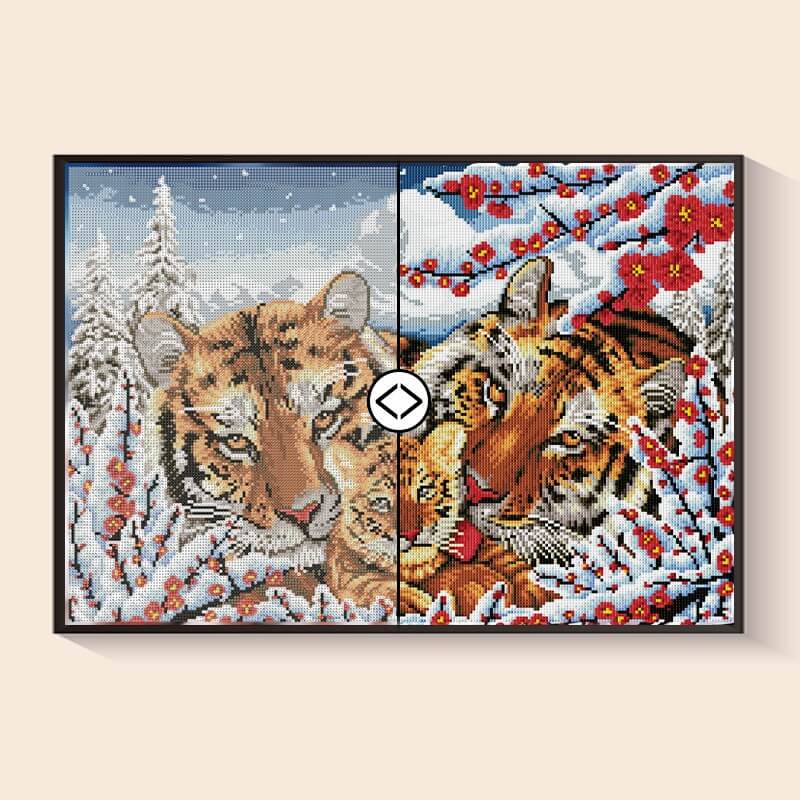 Winter Tiger Diamond Painting Kit – Family in Snow | DYC