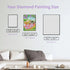 Size chart of adorable cat and dog diamond painting – puppy and tabby cat
