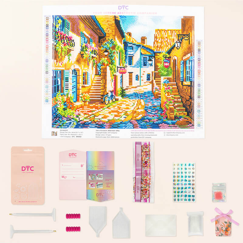 Complete Afternoon Alley diamond painting kit with tools – DYC