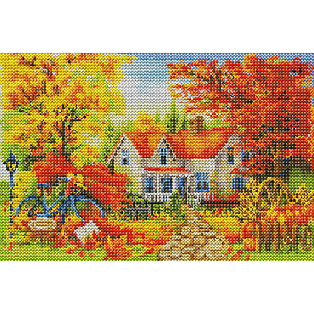 Autumn landscape diamond painting – harvest path cottage by DYC