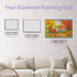 Size chart of autumn landscape diamond painting harvest path cottage