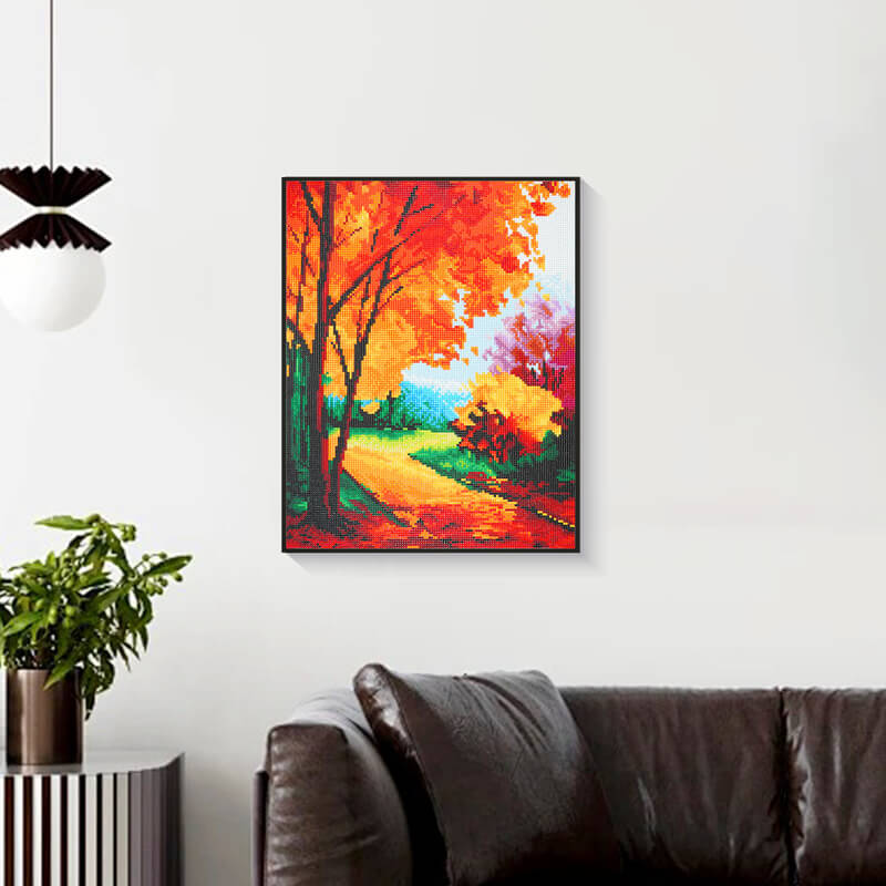 Finished autumn trees diamond art fall painting kit DYC