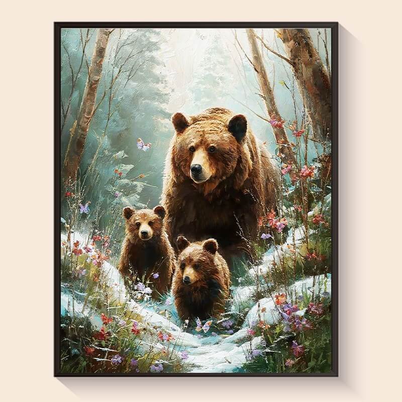 Finished Bear Family diamond painting kit result – DYC