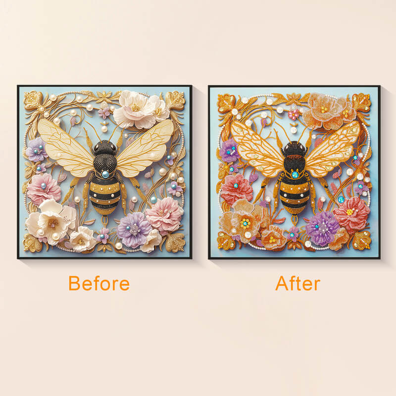 Bee diamond art detail with golden wings – DYC