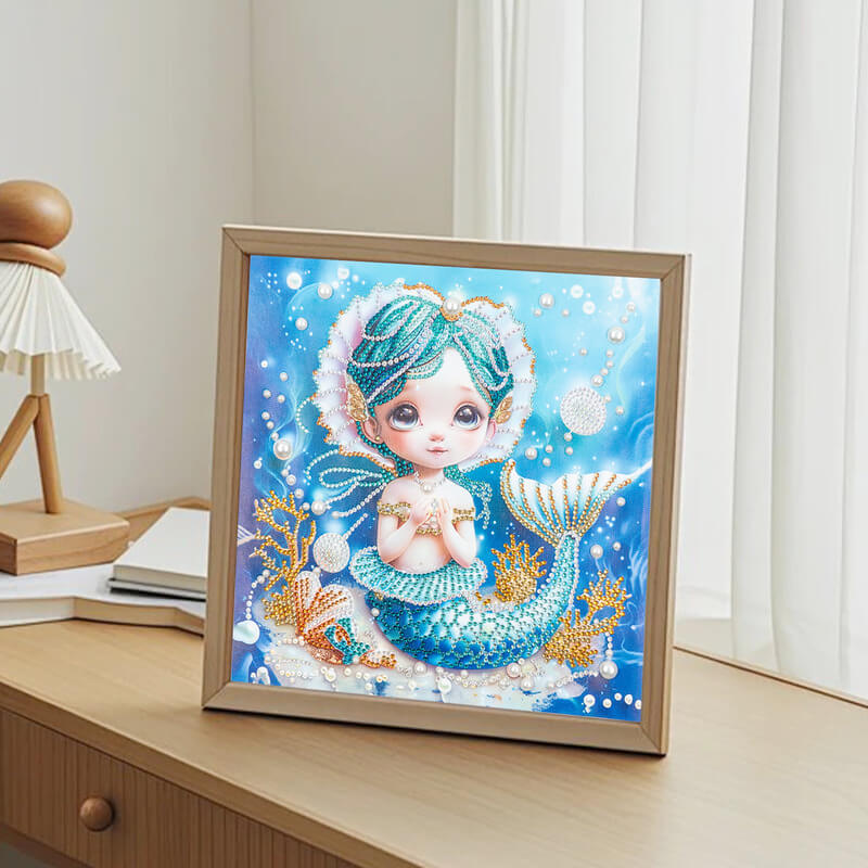 Blue Fairy Tale mermaid diamond painting in home décor setting – DYC