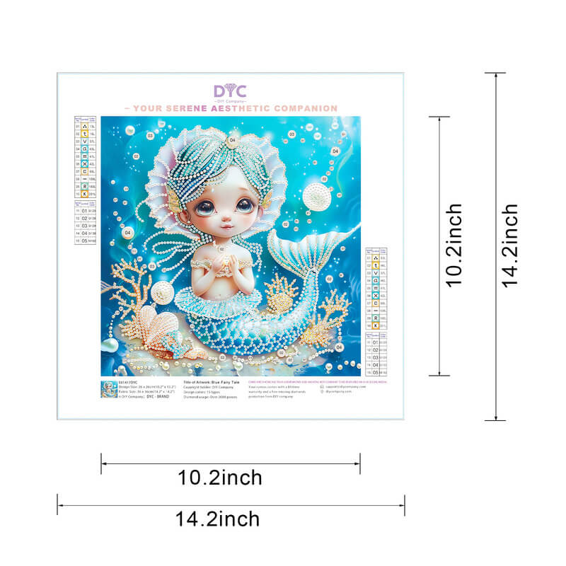 Diamond painting size guide – Blue Fairy Tale mermaid kit – DYC