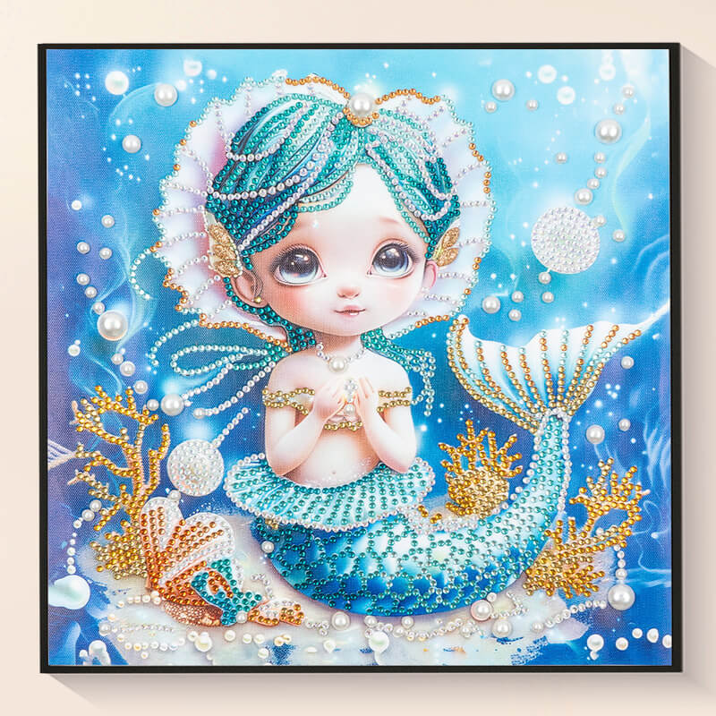 Finished Blue Fairy Tale mermaid diamond painting kit result – DYC