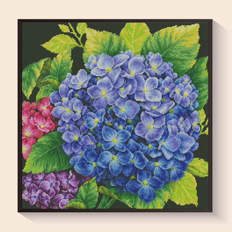 Blue Hydrangea Bloom Diamond Art Flowers Kit – Elegant floral painting | DYC