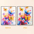 Before and after comparison of Butterflies Fly butterfly diamond painting kit