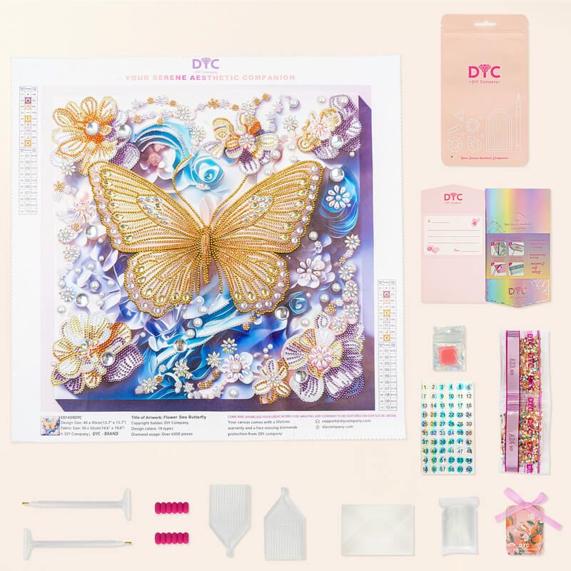 Complete butterfly diamond painting kit with tools