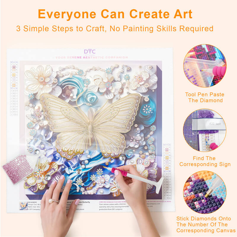 DIY steps for butterfly diamond painting kit – DYC