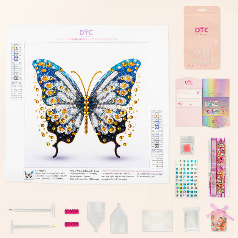 Complete Butterfly Love diamond painting kit with tools – DYC