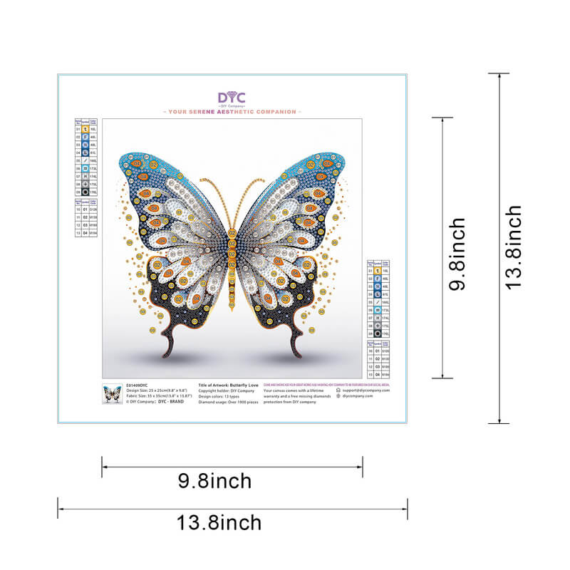 Size options for Butterfly Love diamond painting kit – DYC