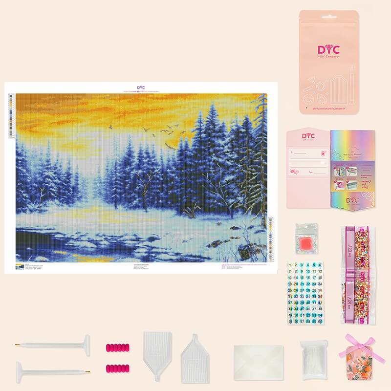 Complete Chasing Winter Light Diamond Art Kit with drills and tools | DYC