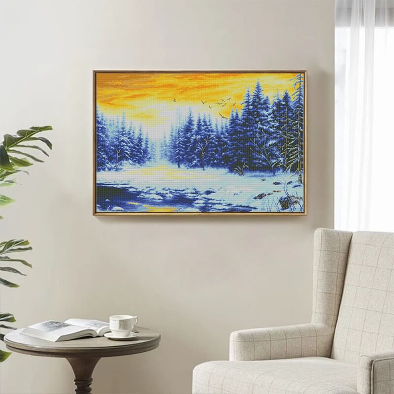 Finished Chasing Winter Light Diamond Painting Kit – Peaceful winter décor | DYC