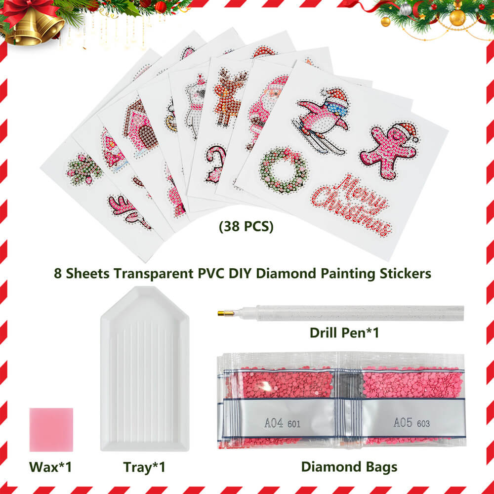 Christmas Diamond Painting Stickers 38PCS | Glow-in-the-Dark Holiday DIY – DYC
