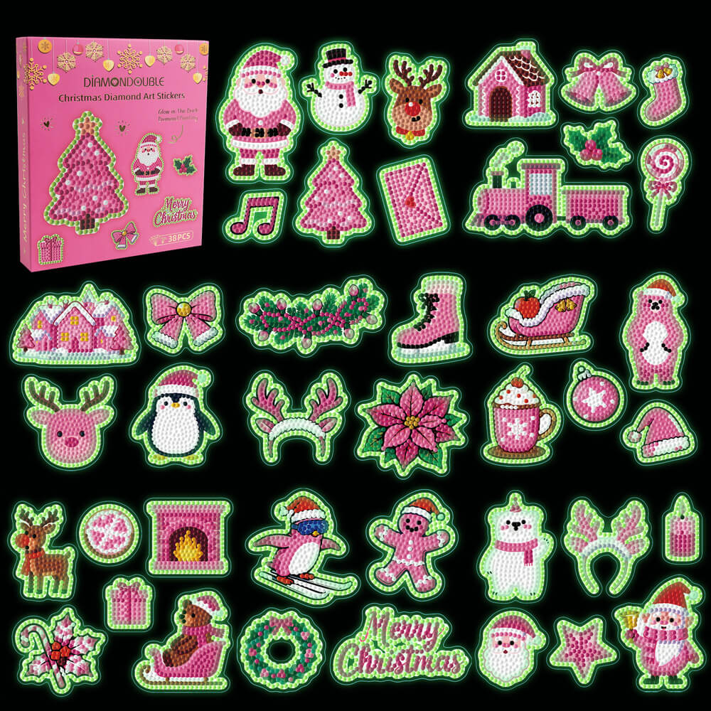 Christmas Diamond Painting Stickers 38PCS | Glow-in-the-Dark Holiday DIY – DYC