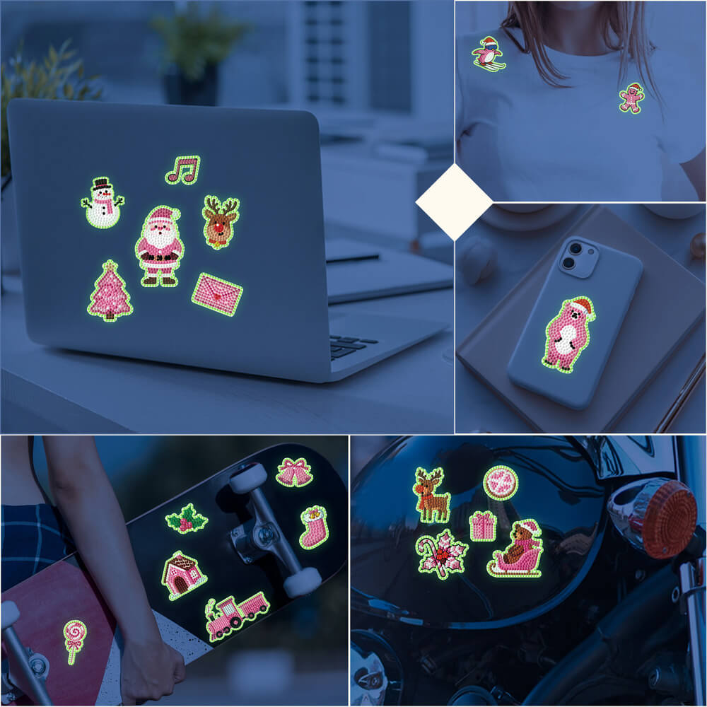 Christmas Diamond Painting Stickers 38PCS | Glow-in-the-Dark Holiday DIY – DYC
