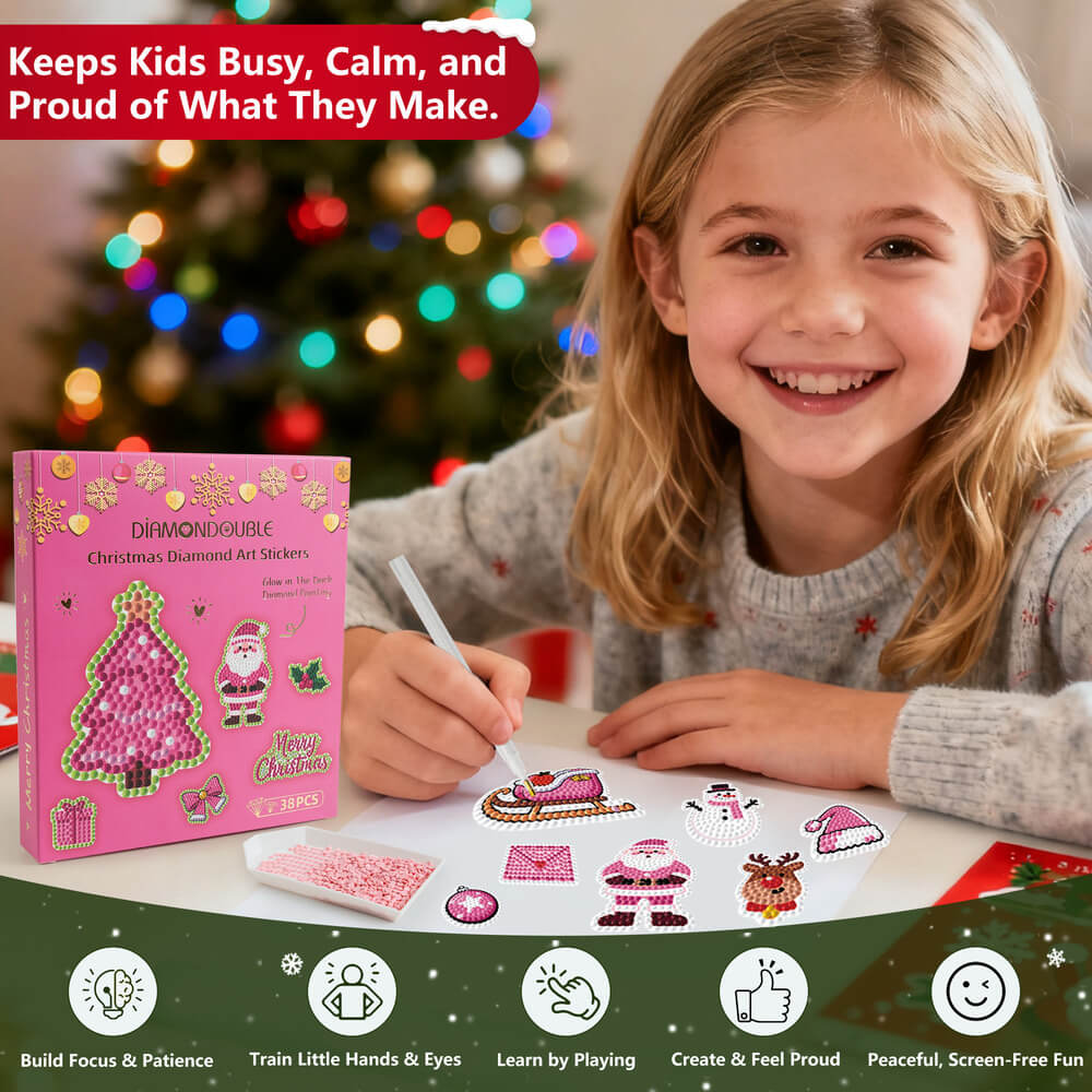 Christmas Diamond Painting Stickers 38PCS | Glow-in-the-Dark Holiday DIY – DYC
