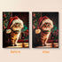 Before and after comparison of Christmas Tabby diamond painting