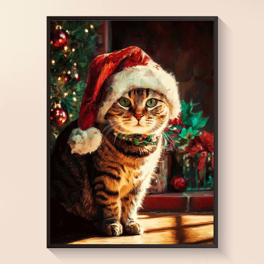 Reference artwork for Christmas Tabby diamond art cat kit