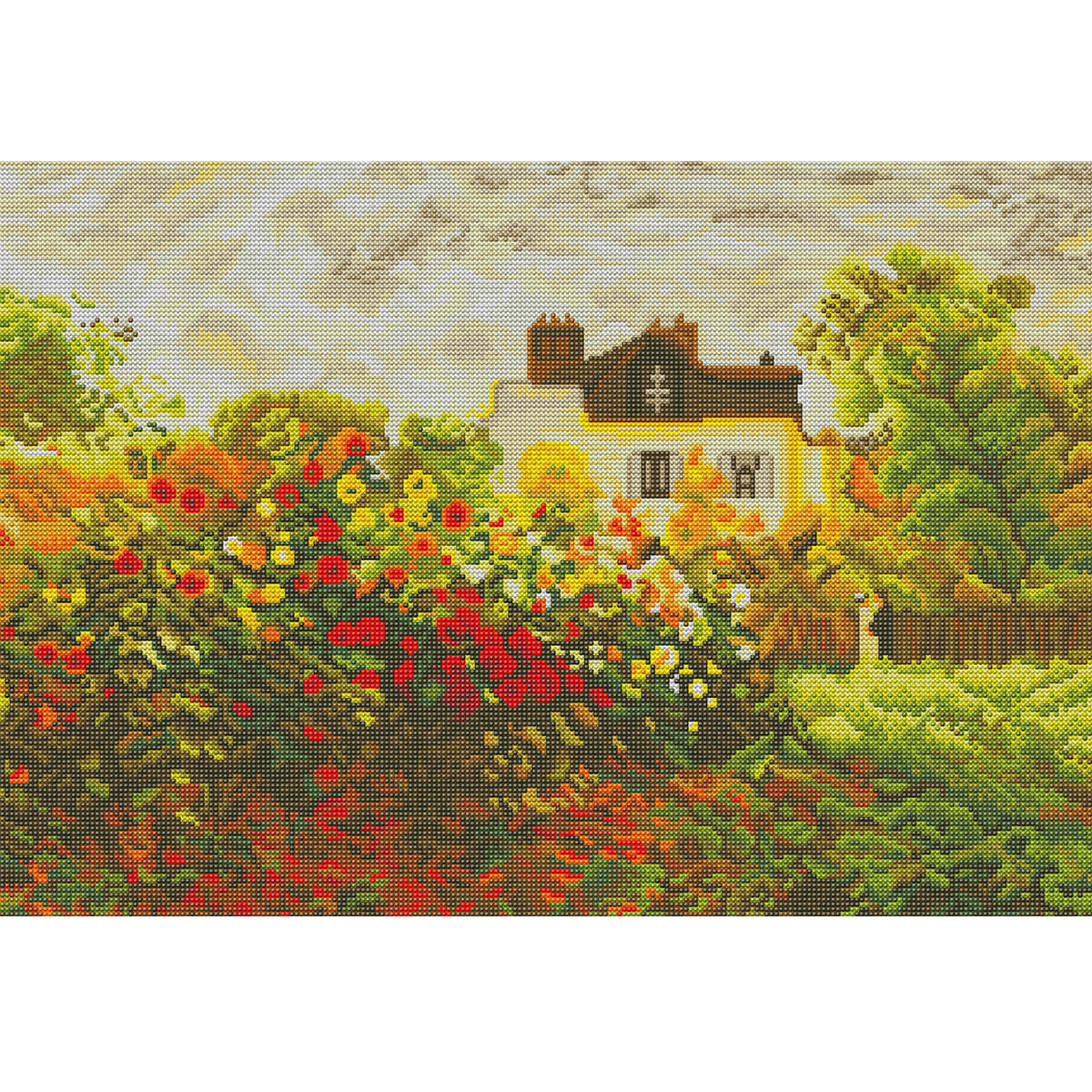Countryside cottage diamond painting – wildflower meadow hut by DYC