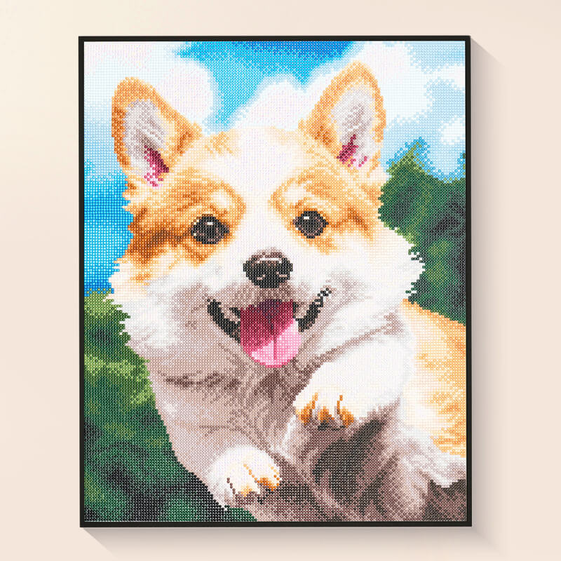 Cute dog diamond painting kit – Little puppy art by DYC