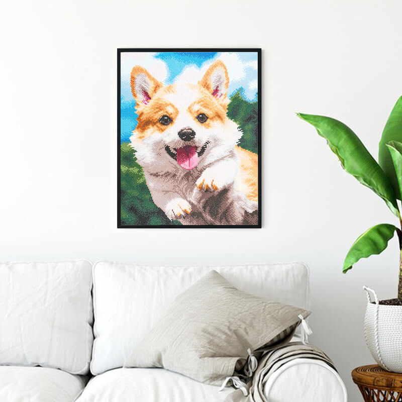 Finished cute dog diamond painting kit result – DYC