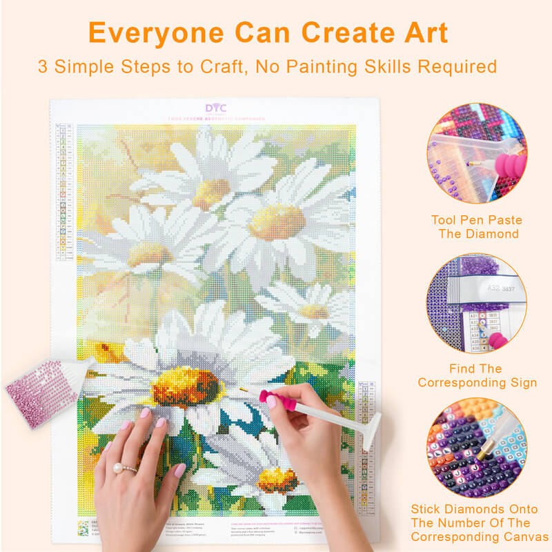 DIY daisy diamond painting step by step process DYC