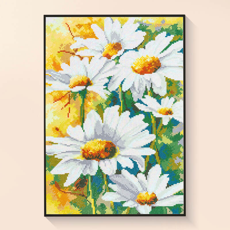 Daisy diamond painting kit white flowers diamond art DYC