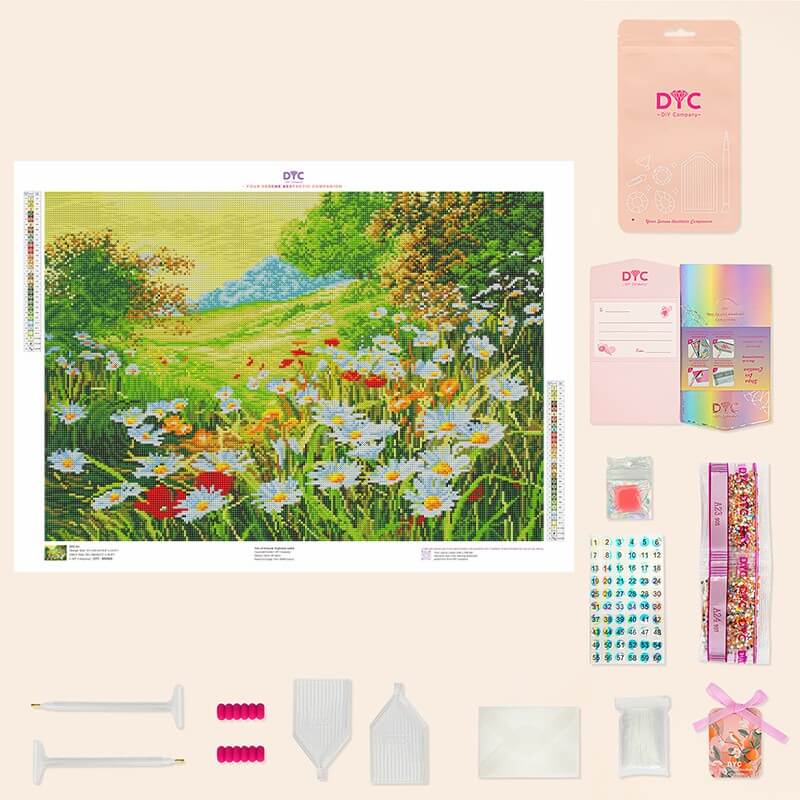 Complete diamond painting kit – Daisy Field with tools by DYC