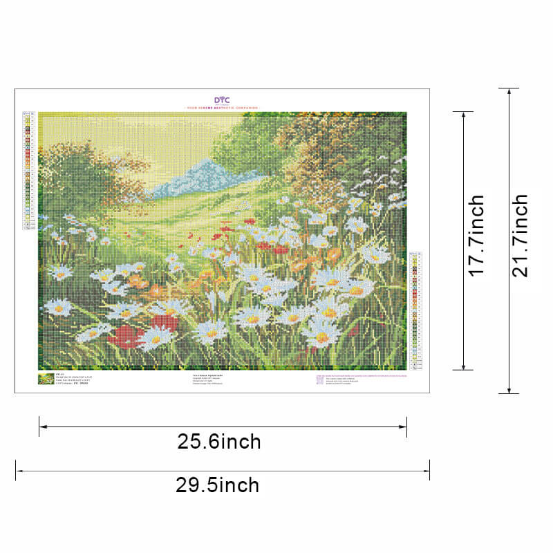 Diamond painting size guide – small to large Daisy Field kit