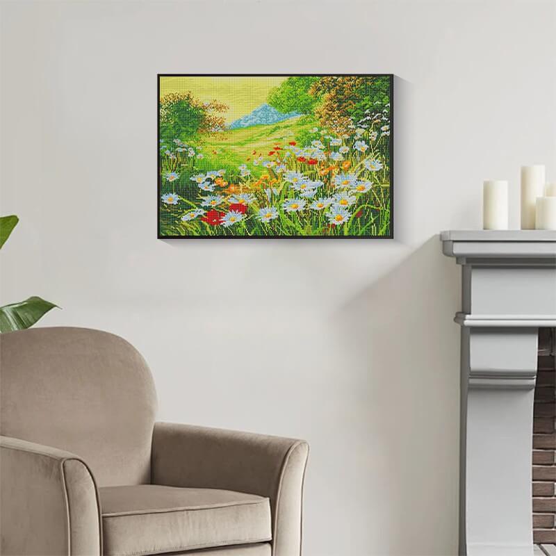 Finished Daisy Field diamond painting kit result – DYC