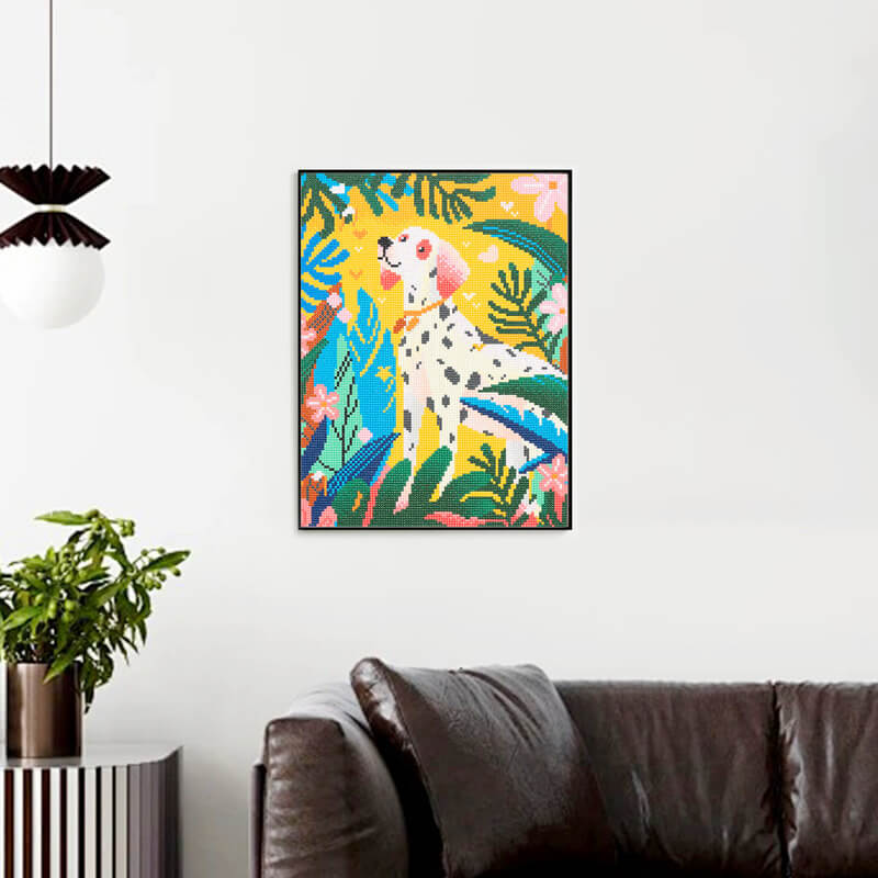Dalmatian dog diamond art kit displayed as colorful wall décor DYC
