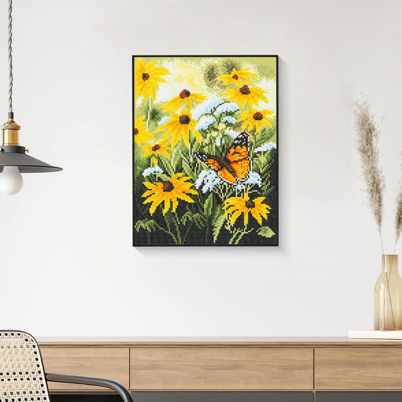 Dancing butterfly diamond painting in home décor setting – DYC