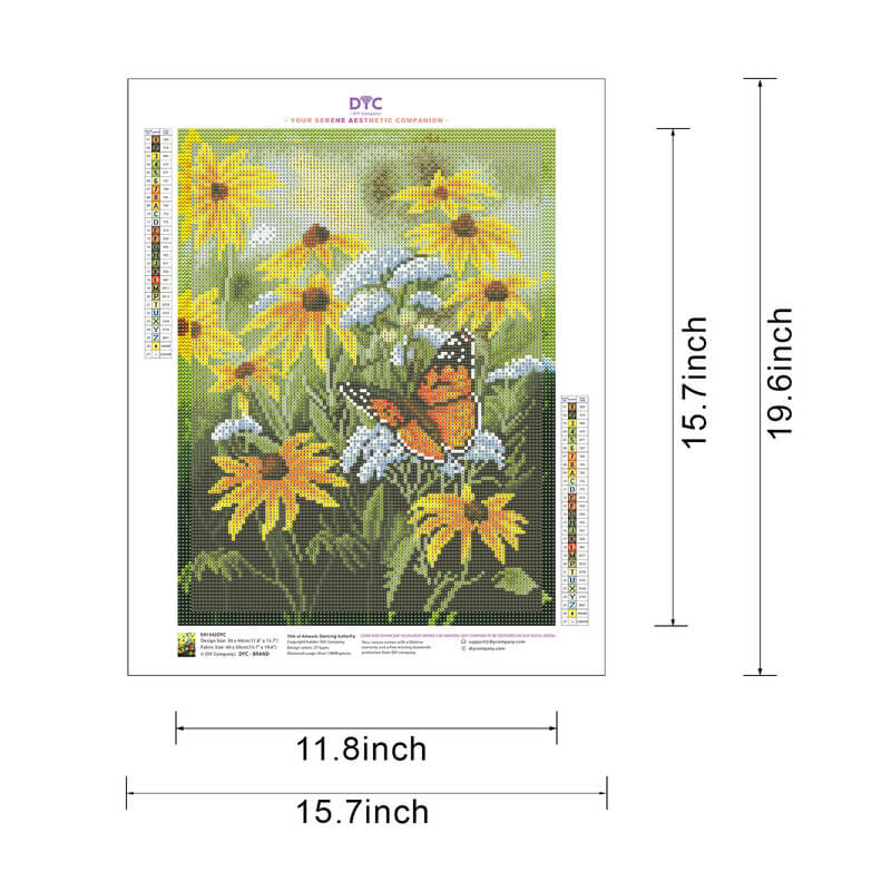 Diamond painting size guide – Dancing butterfly floral kit – DYC