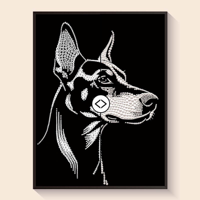 Original photo vs finished Doberman pearl art – DYC