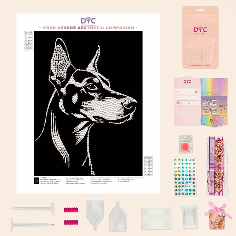 Complete pearl painting kit – Doberman with tools by DYC