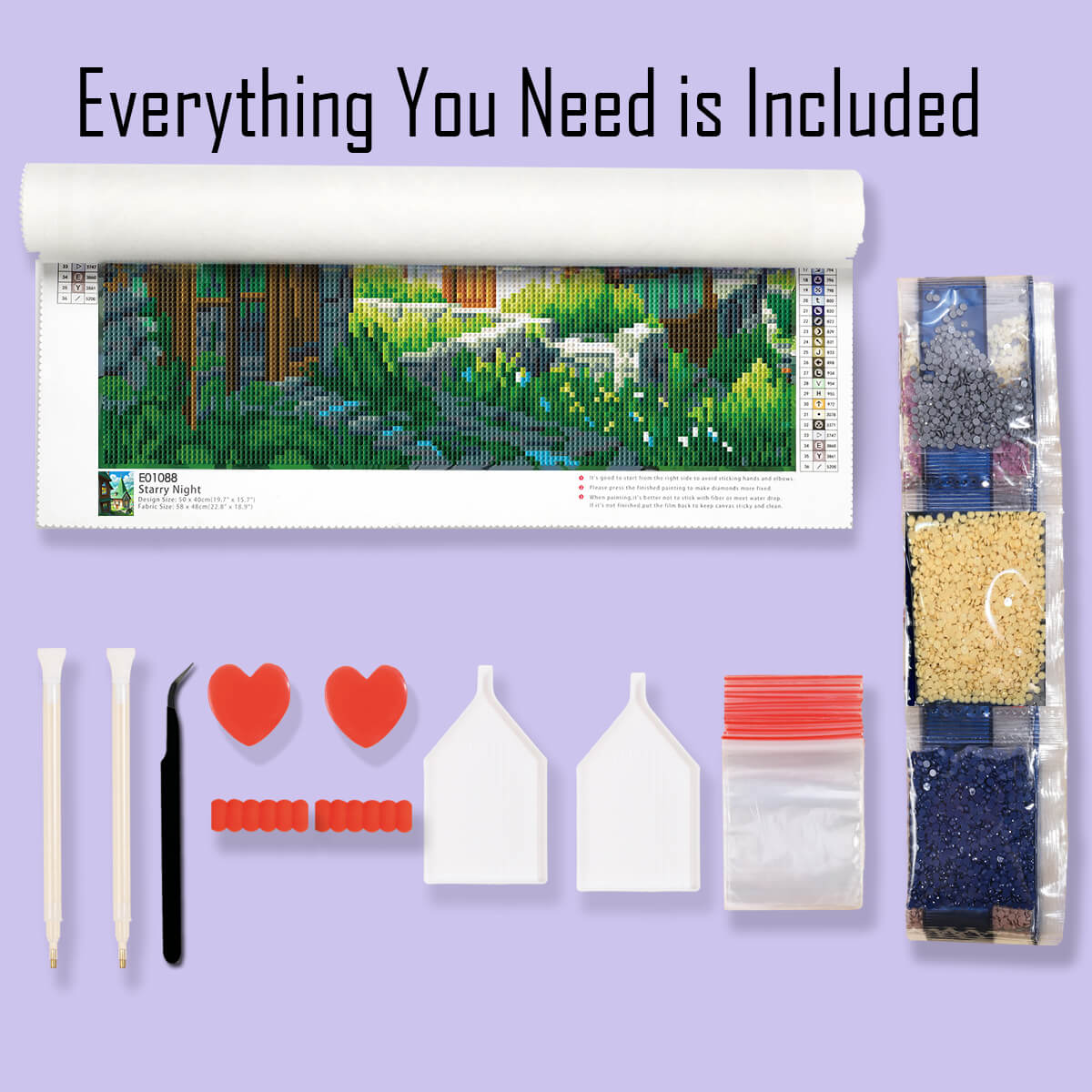 Complete diamond painting kit – Fairy Tale Town whimsical village art by DYC