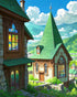 Fairy Tale Town diamond painting kit – whimsical storybook village art by DYC