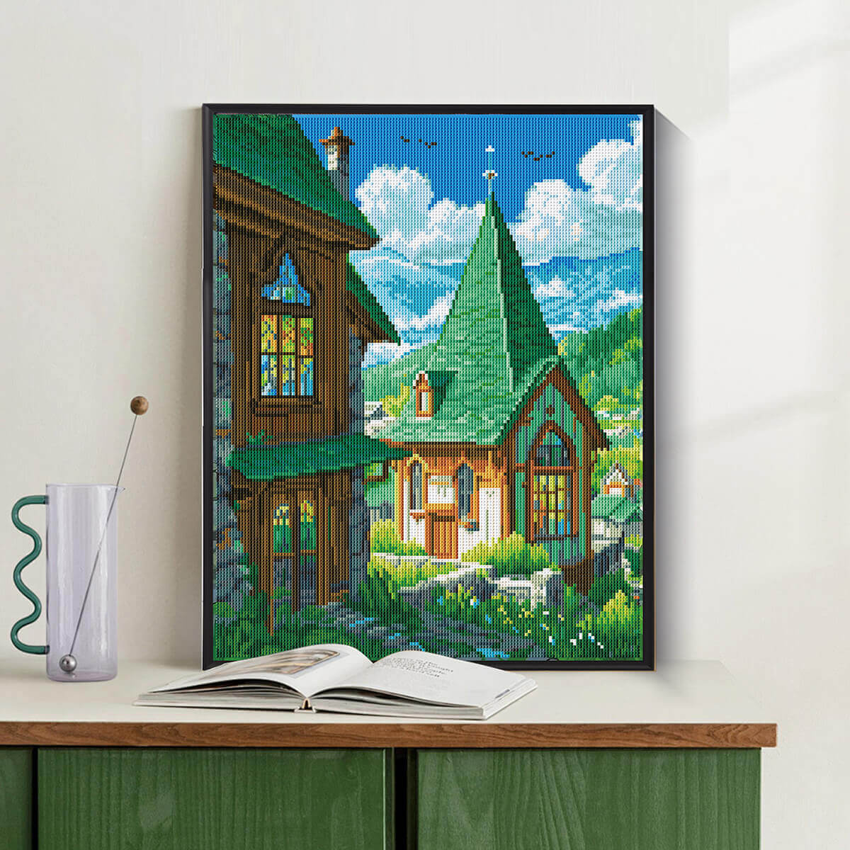 Fairy Tale Town diamond painting as wall décor – whimsical village art by DYC