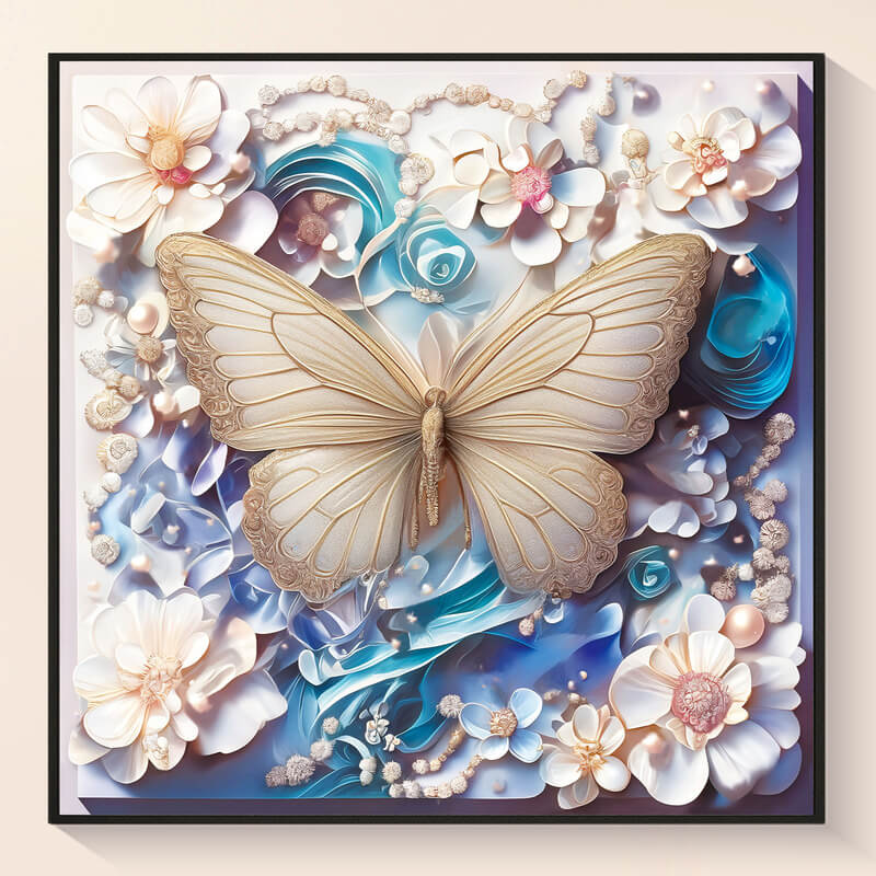Fantasy butterfly diamond painting with flowers – DYC