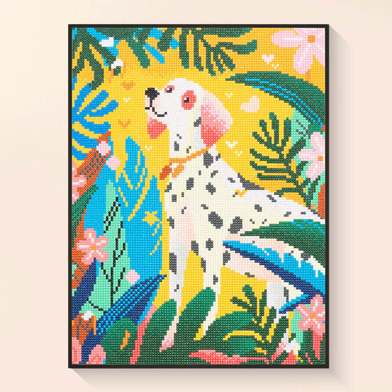 Finished Dalmatian dog diamond painting for wall décor DYC