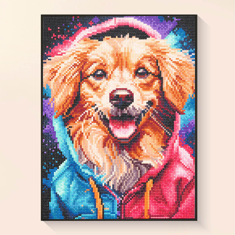 Finished Golden Retriever dog diamond painting for home décor DYC