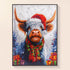 Finished Holiday Highland cow Christmas diamond painting with festive colors
