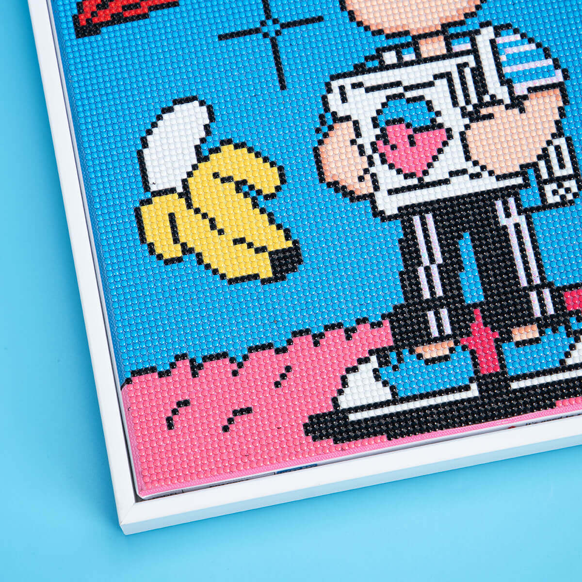 Finished Lucky Boy diamond art kit – cartoon sparkle design - DYC