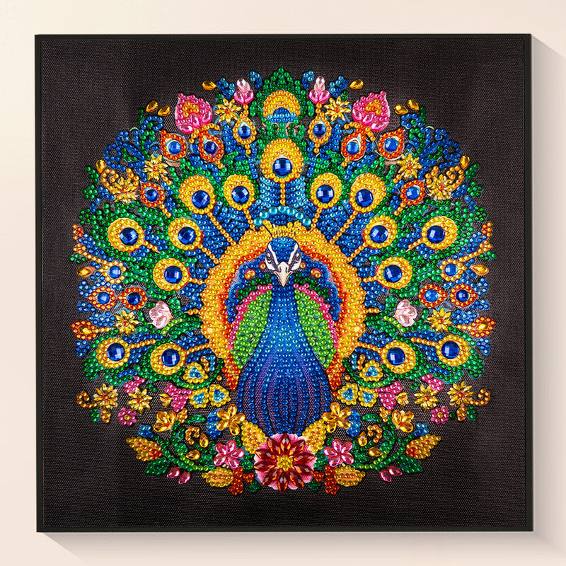 Finished Open Screen Peacock diamond painting – DYC