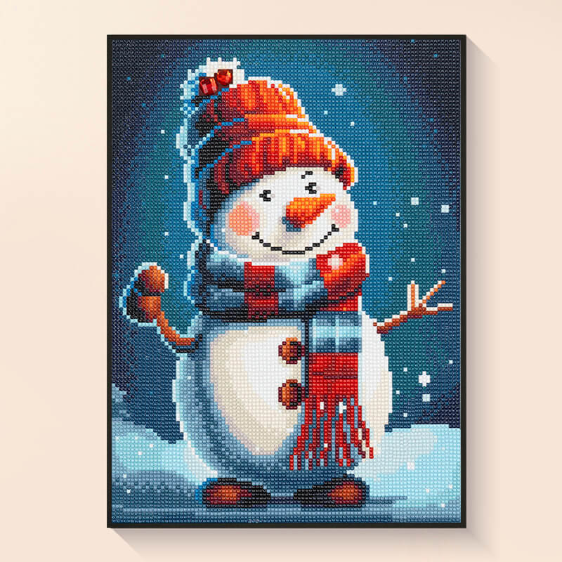 Finished snowman diamond painting for Christmas holiday décor DYC